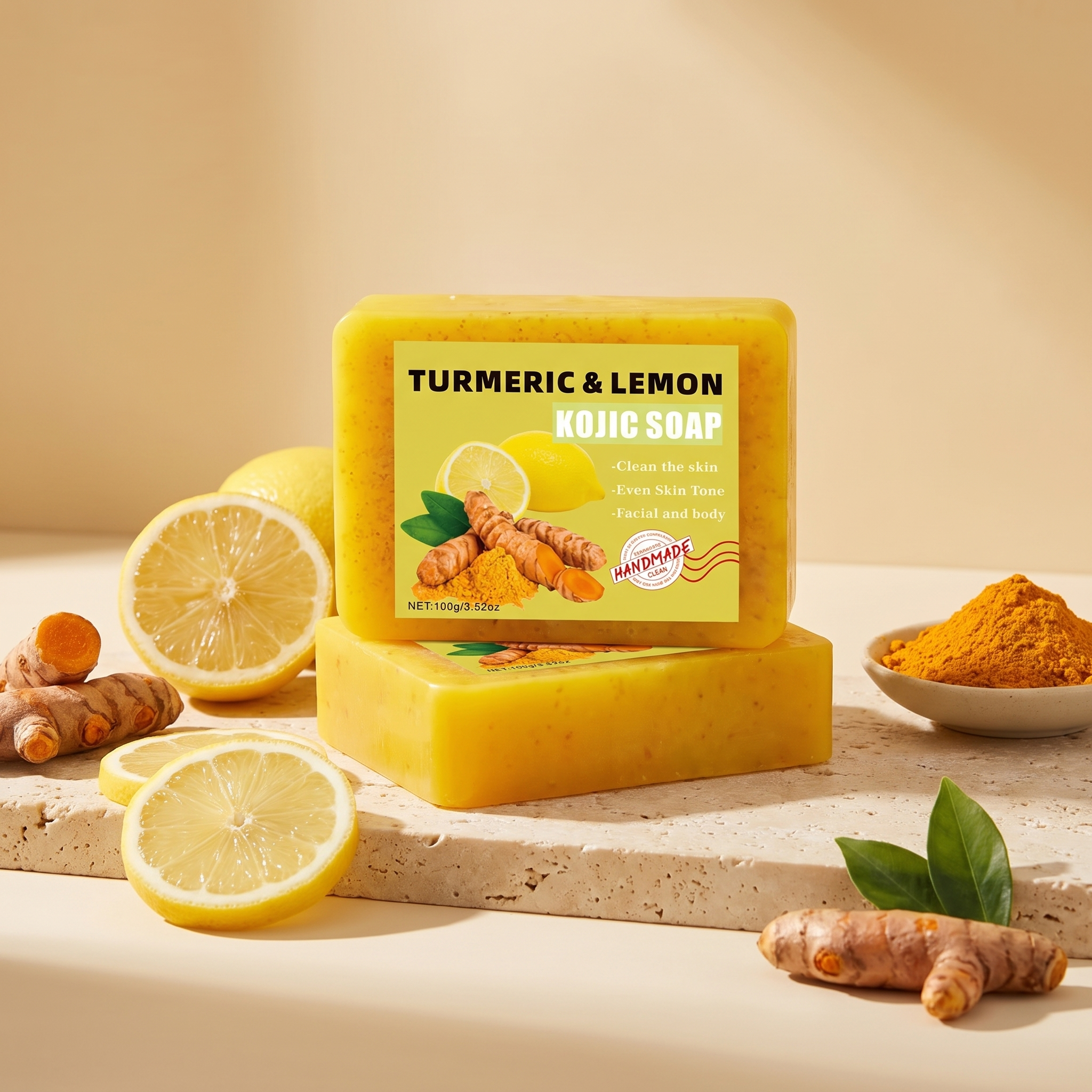 Turmeric and lemon kojic soap