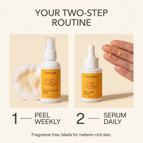 Your two-step routine: peel weekly, serum daily. Fragrance-free, made for melanin-rich skin